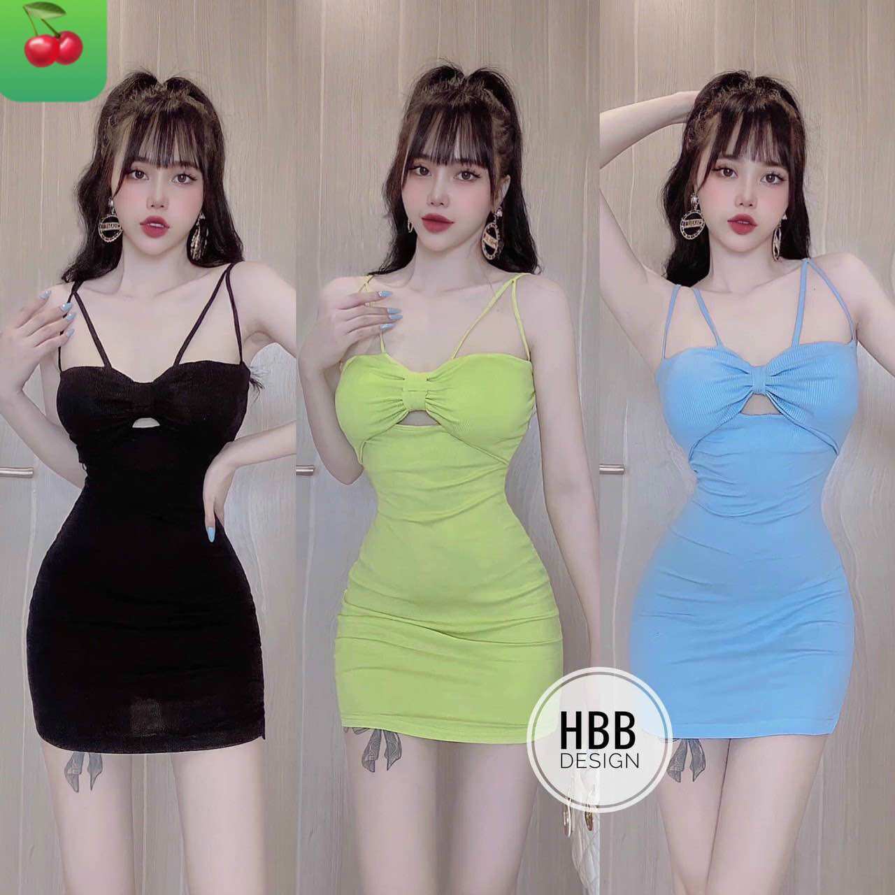 Đầm body sexy 2 dây thun gân