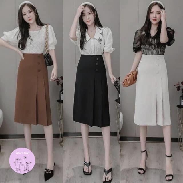Chân váy công sở dài qua gối midi chất tuyết mưa siêu xinh-704