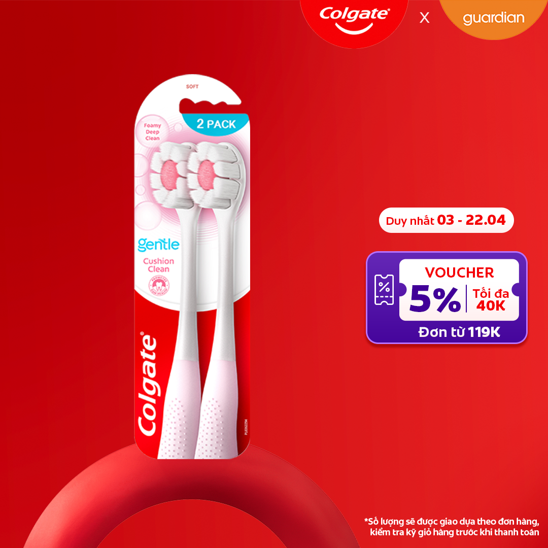 Bộ Đôi Bàn Chải Đánh Răng Tạo Bọt Siêu Mịn Colgate Cushion Clean