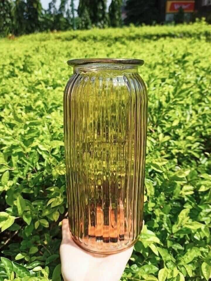 Lọ hoa thuỷ tinh màu hổ phách 25cm