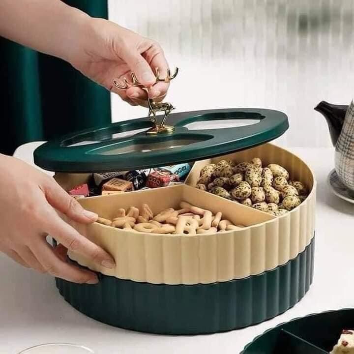 Khay mứt 2 tầng tuần lộc