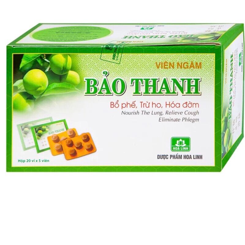 Viên ngậm Bảo Thanh Hoa Linh bổ phế, trừ ho, hoá đờm .vĩ 5viên -hộp 20vi -Nhà thuốc Bảo An