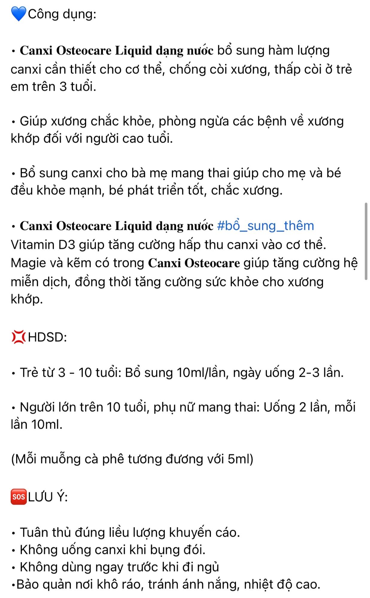 Canxi dạng nước Osteocare Liquid 200ML - Bill Anh