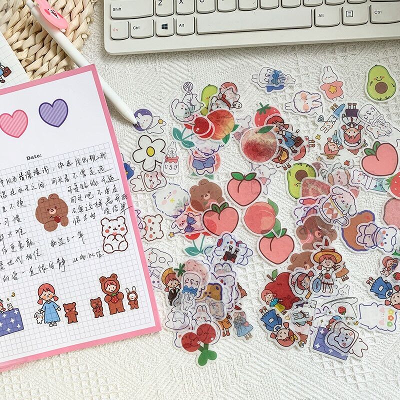 Set 40 miếng Sticker hình dán hoạt hình cắt rời
