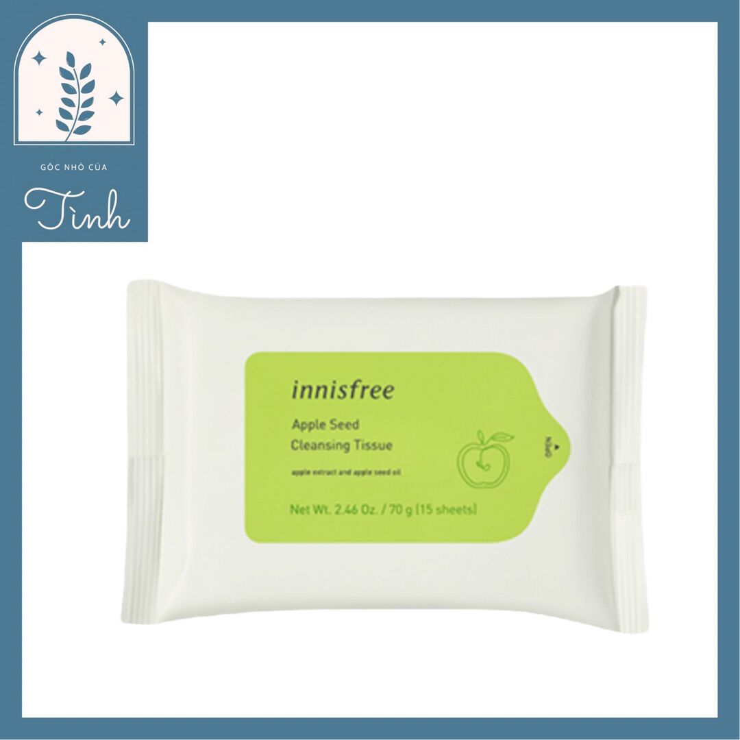 KHĂN ƯỚT TẨY TRANG TỪ TÁO INNISFREE APPLE SEED CLEASING TISSUE 70G 15 MIẾNG