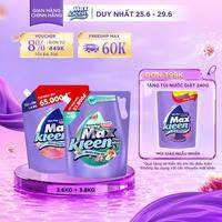 Combo Túi Nước Giặt Xả MaxKleen Thiên Nhiên 3.6kg & Túi 3.8kg (Hoa Nắng/ Huyền Diệu/Vườn Sớm Mai)
