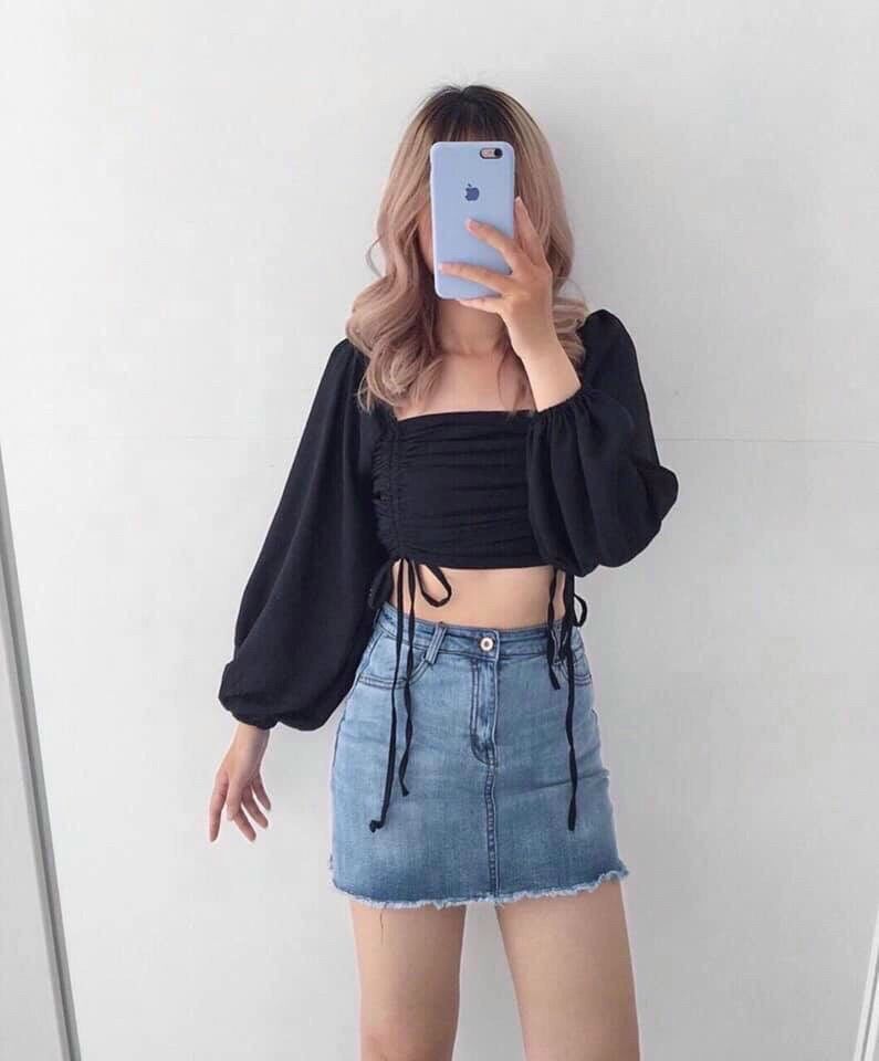 ÁO KIỂU KATE LỤA ĐẸP RÚT DÂY HAI BÊN FORM 50 KG TRỞ LẠI