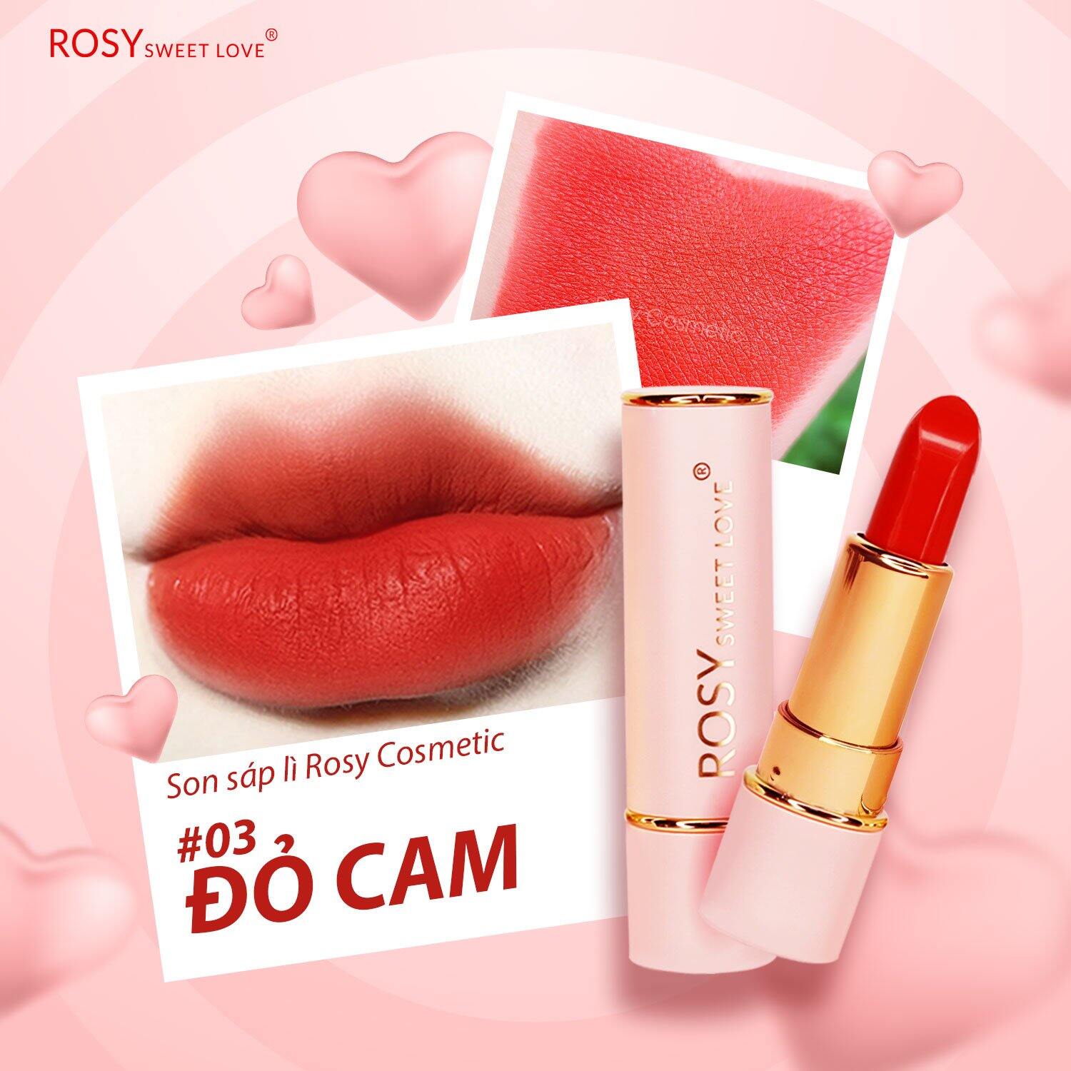 Son sáp lì Rosy đỏ cam an toàn mẹ bầu