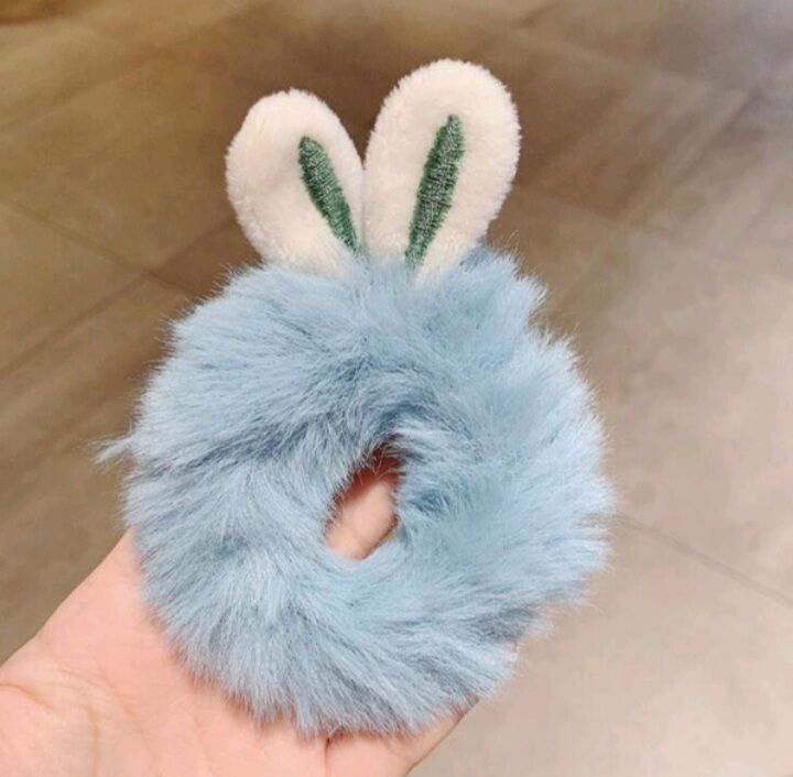 Dây cột tóc nữ phối lông nhung hình tai thỏ dễ thương