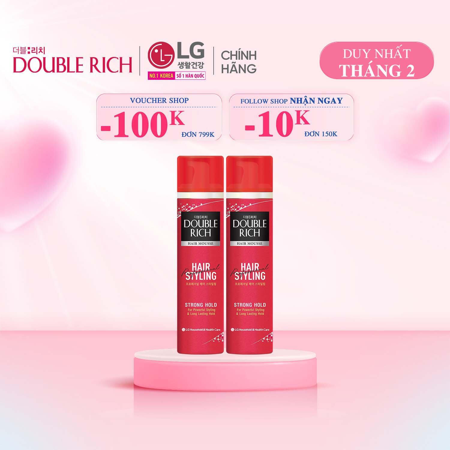 [LG Daily Beauty Official] Combo 2 Mousse tạo kiểu tóc Double Rich tạo kiểu tóc cá tính 150ml