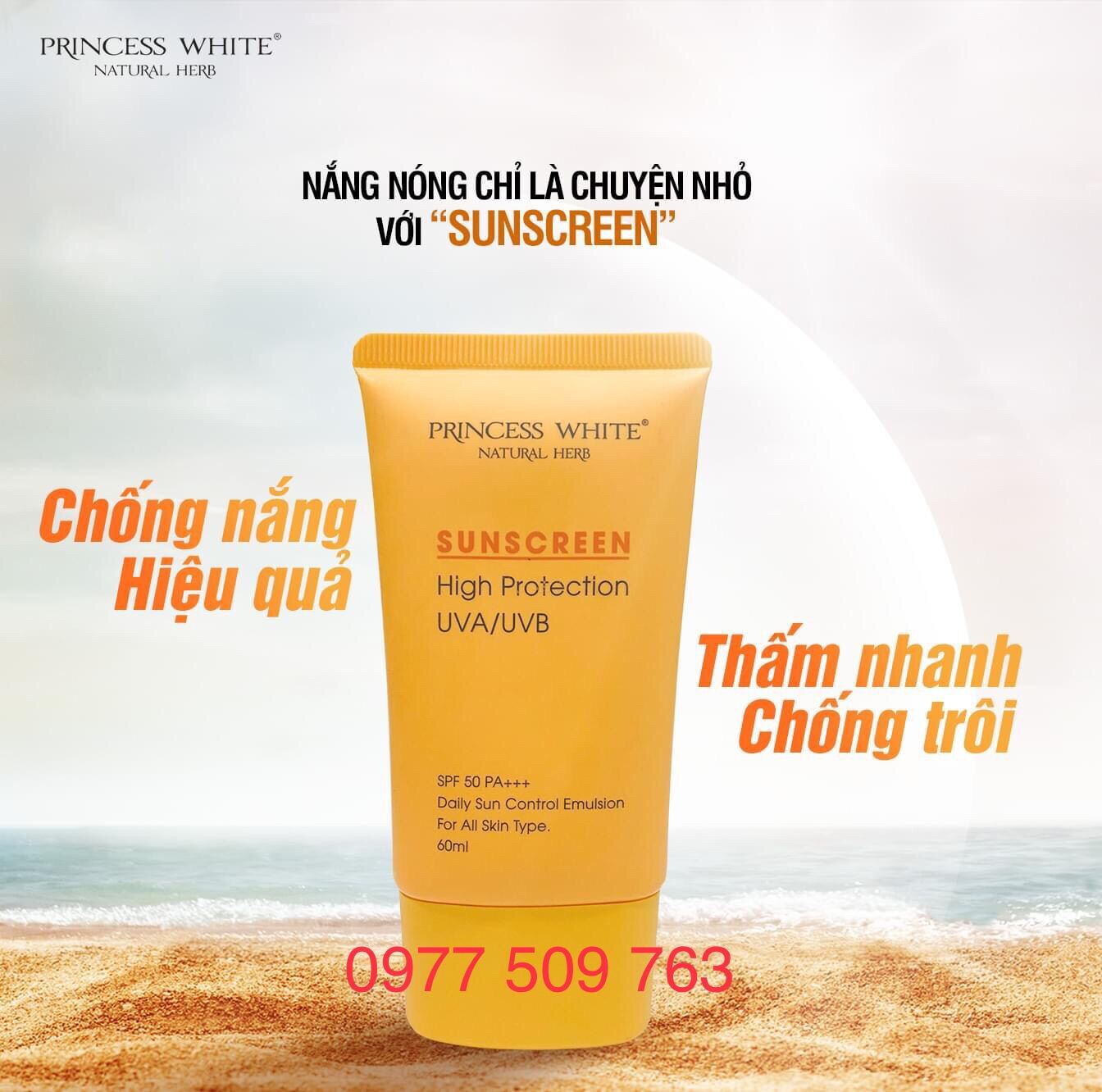 [Hcm]Kem Chống Nắng Princess White Spf 50/Pa ++++ 60Ml