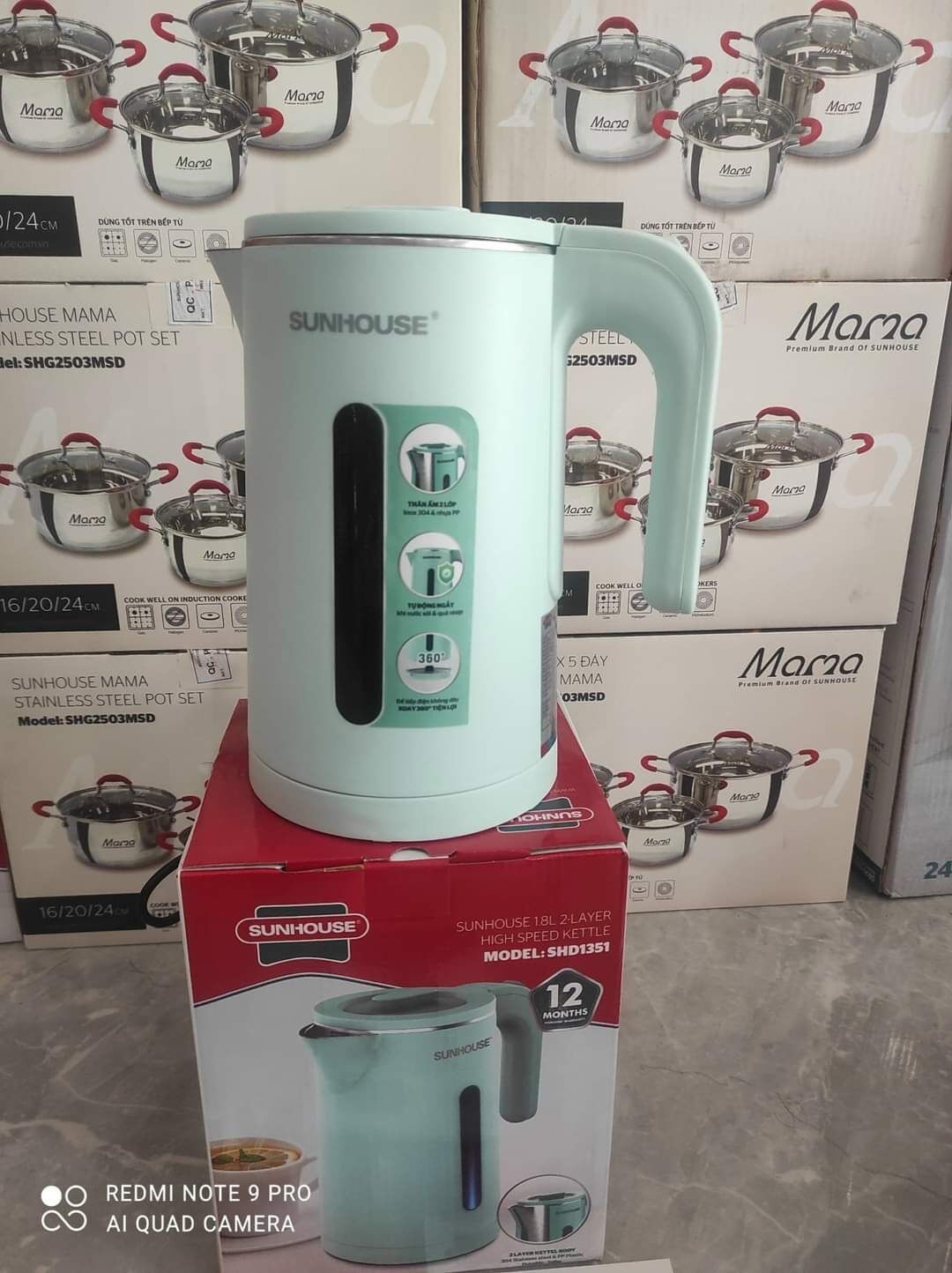Ấm siêu tốc Sunhouse 1,8L