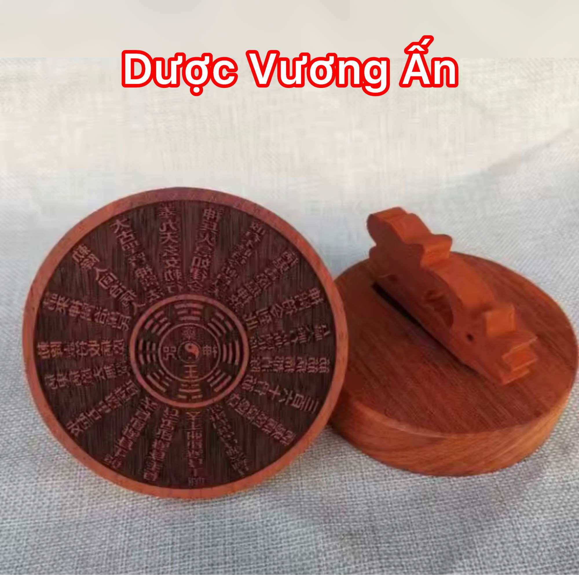 Ấn gỗ đào Dược Vương ấn rộng 10cm
