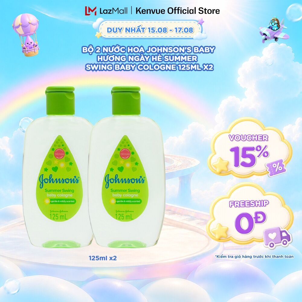 Combo 2 Chai Nước Hoa Cho Bé Johnsons Baby Cologne Hương Ngày Hè Summer Swing Baby Cologne 125ml