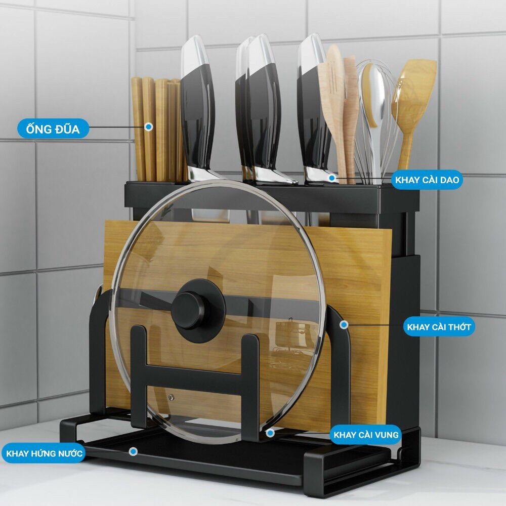 Kệ để dao thớt, đũa muỗng đa năng bằng inox