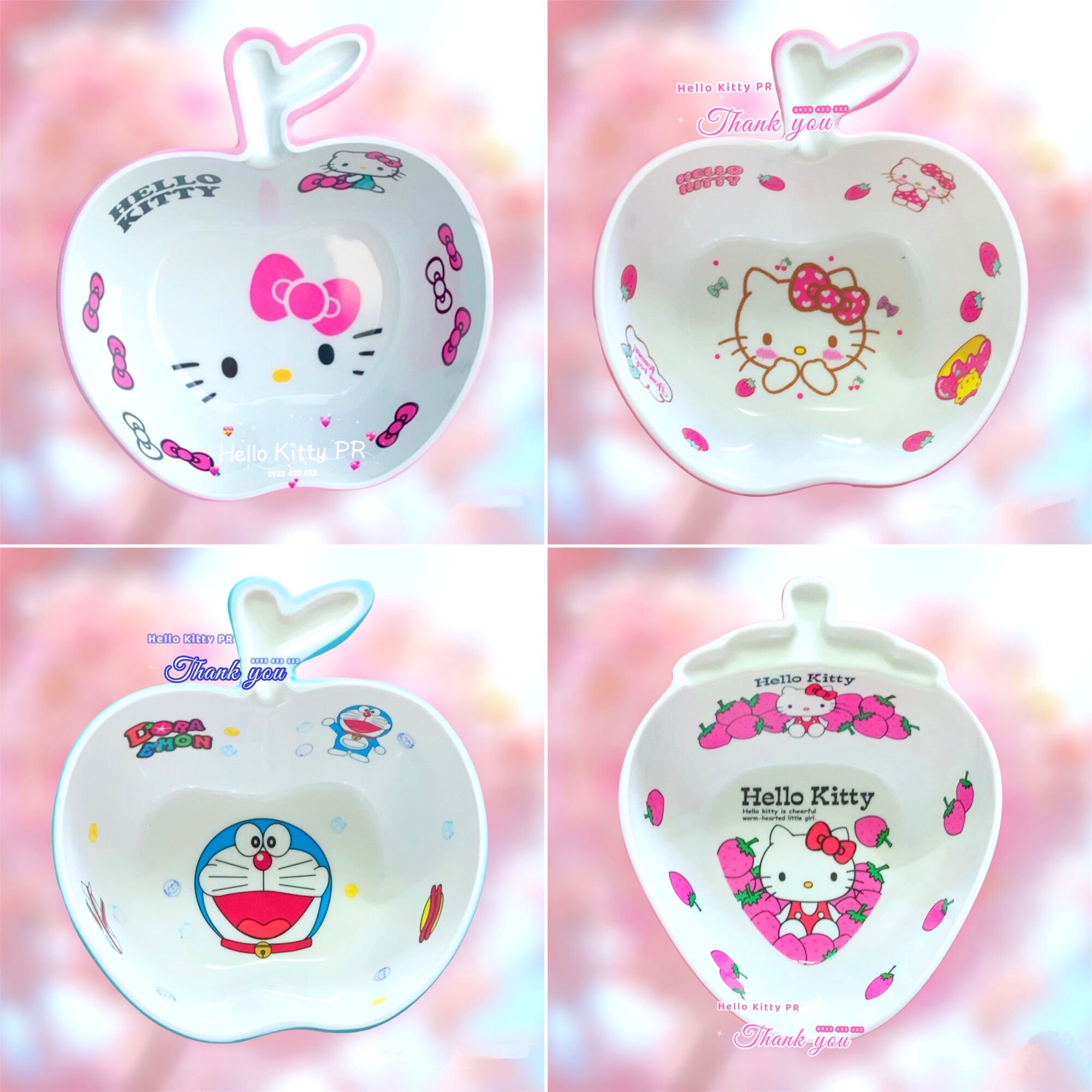 Chén táo, chén dâu Hello Kitty - Doremon Doraemon