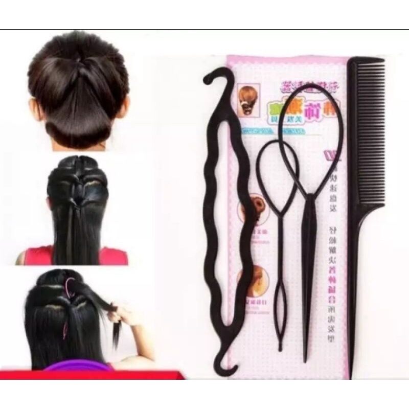 Set 4 món dụng cụ tạo kiểu tóc đa năng búi tóc củ tỏi