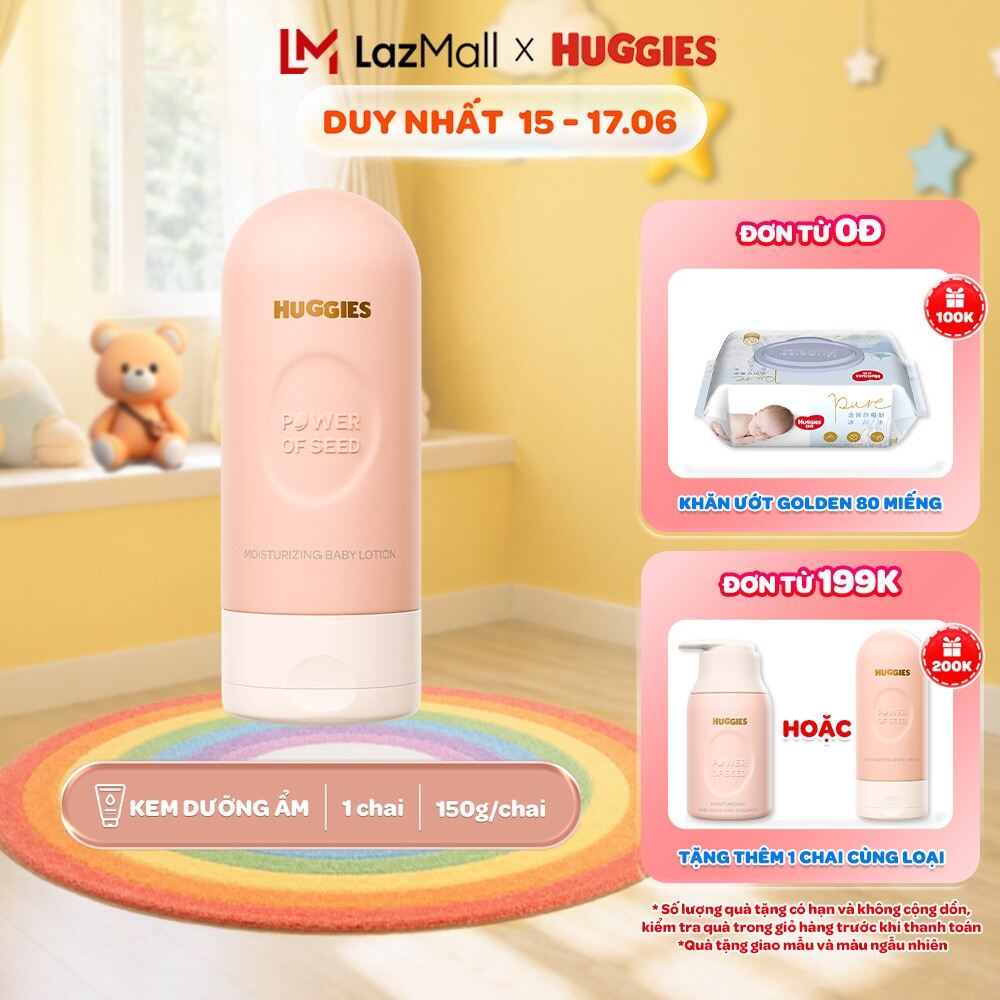 Kem dưỡng ẩm cho bé Huggies Power of Seed 150g MỚI với tinh chất Moroccan Seed oil quý hiếm