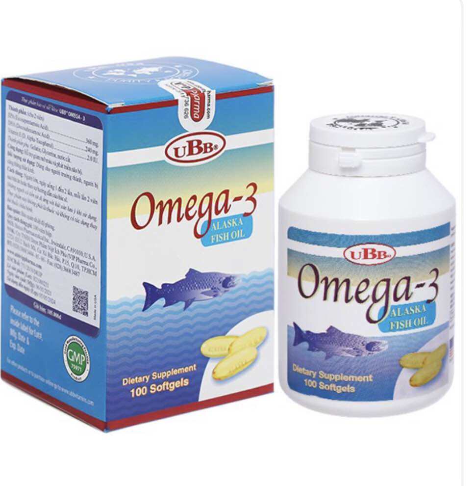UBB Omega-3 hỗ trợ giảm mỡ máu, phát triển não bộ chai 100 viên