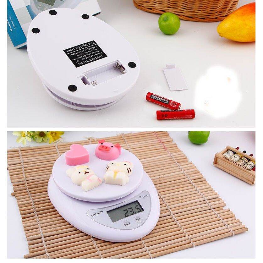 Cân điện tử thực phẩm cho nhà bếp 5kg - chính xác đến từng gram - tặng kèm pin