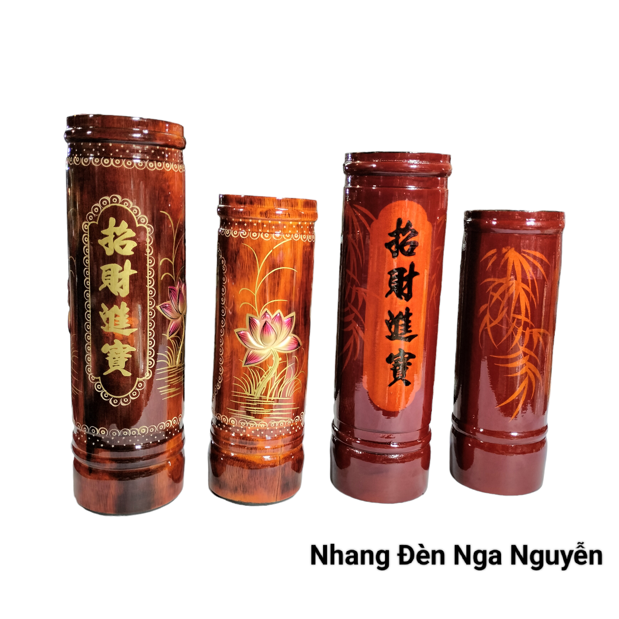 Ống đựng nhang bằng gỗ vẽ hoạ tiết