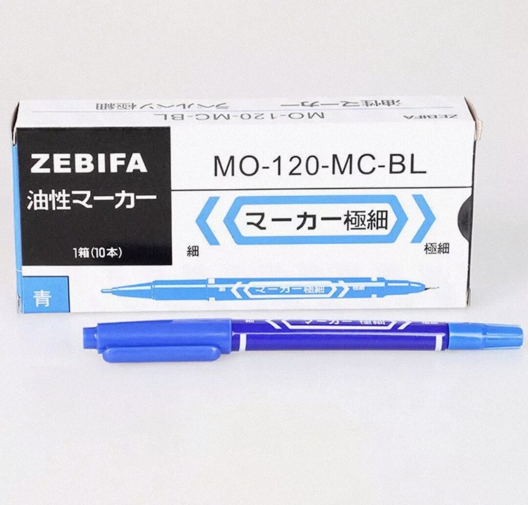 1 hộp 10 cây bút lông dầu Zebra Mo. 120 hai đầu nhỏ: 1 đầu 0.5mm và 1 đầu 1mm