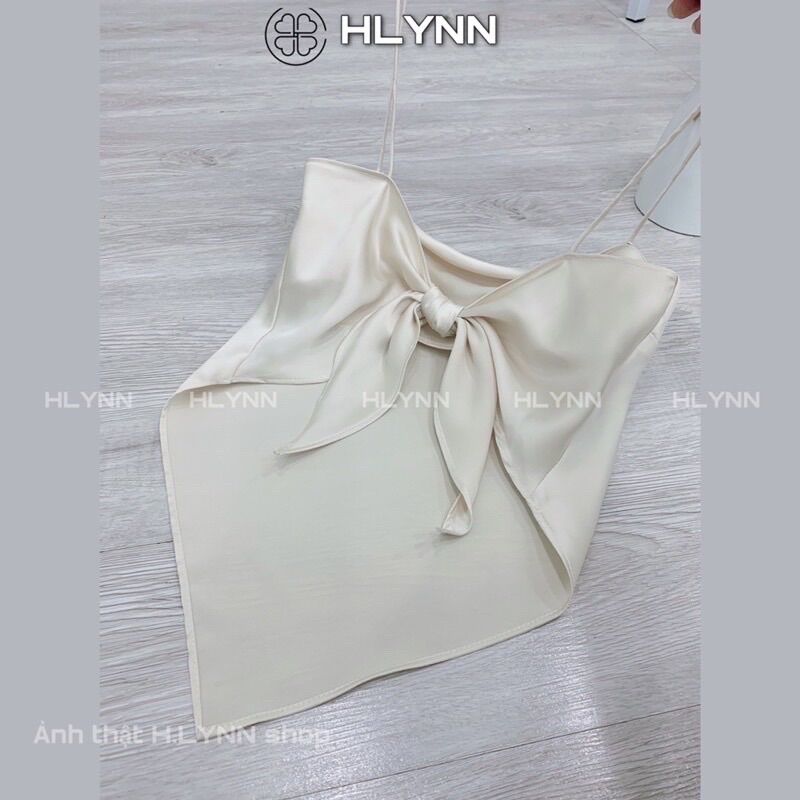 M129 Áo lụa hai dây vạt khăn buộc nơ có mút ngực