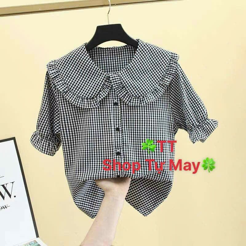 Áo Kiểu Nữ Dún Bèo Tay Ngắn