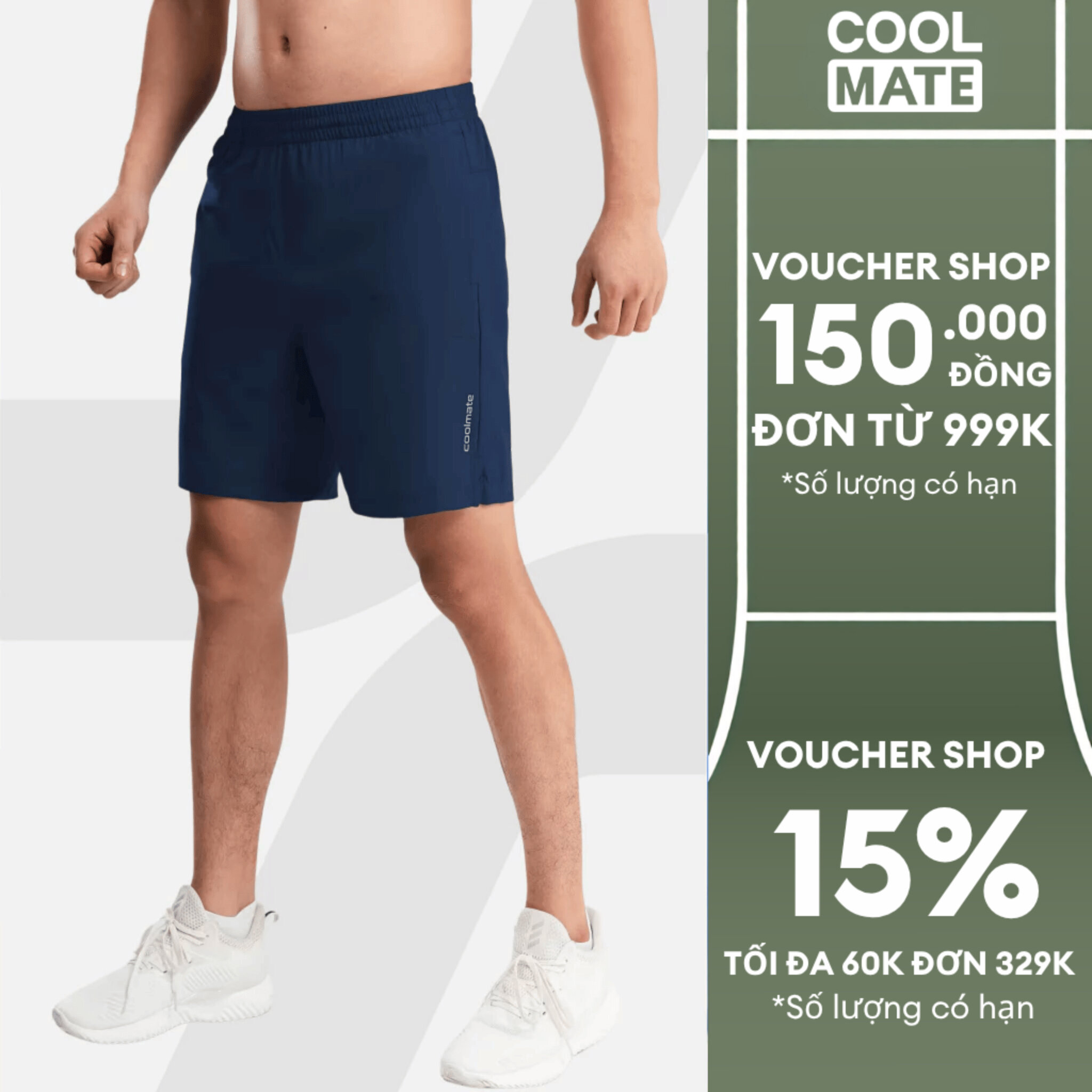 Quần short thể thao nam 7inch Ultra Short có túi khóa kéo, quần đùi đa năng tập Gym, Pickleball, chạy bộ mềm, nhẹ, thoải mái vận động  Coolmate