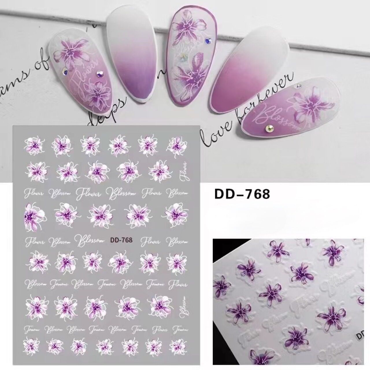 Sticker nail hoa gắn trang trí móng