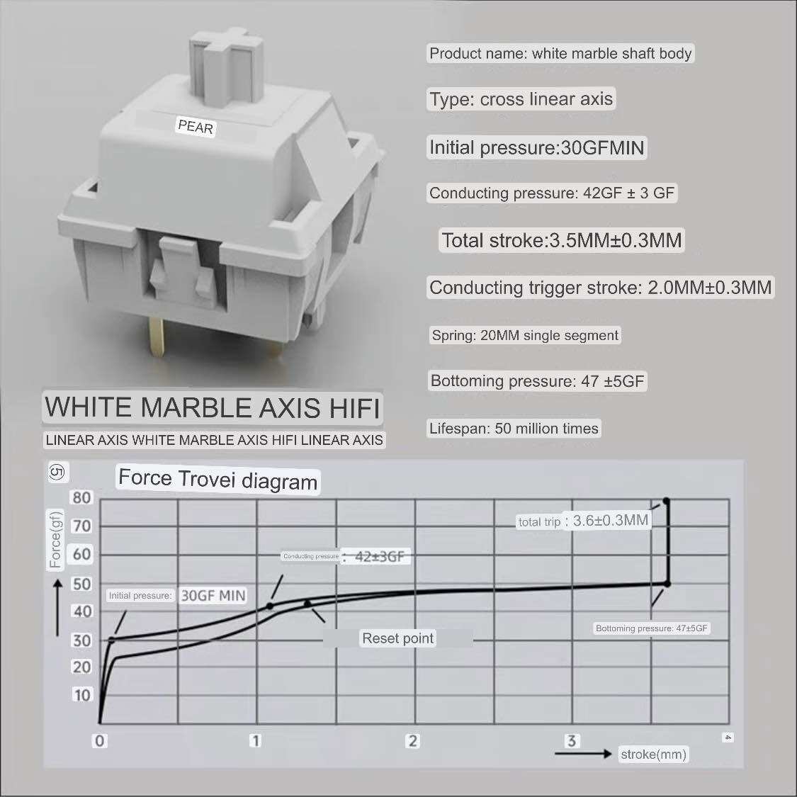 Feker White Marble V2 linear switch bàn phím cơ Feker Marble White - Polabe Store