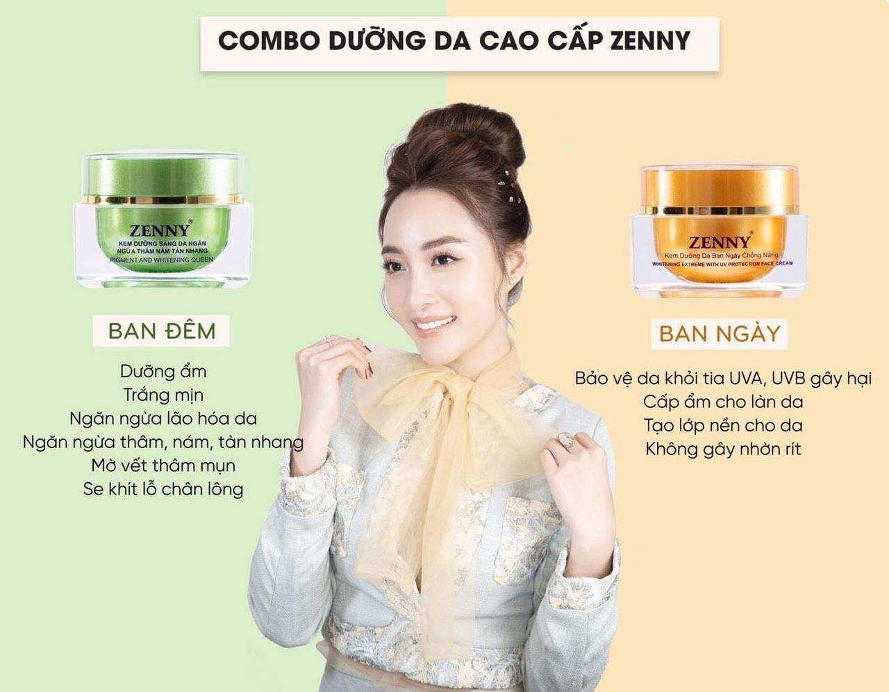 BỘ ĐÔI KEM ZENNY BAN NGÀY VÀ BAN ĐÊM TẶNG KÈM SERUM VÀ SON