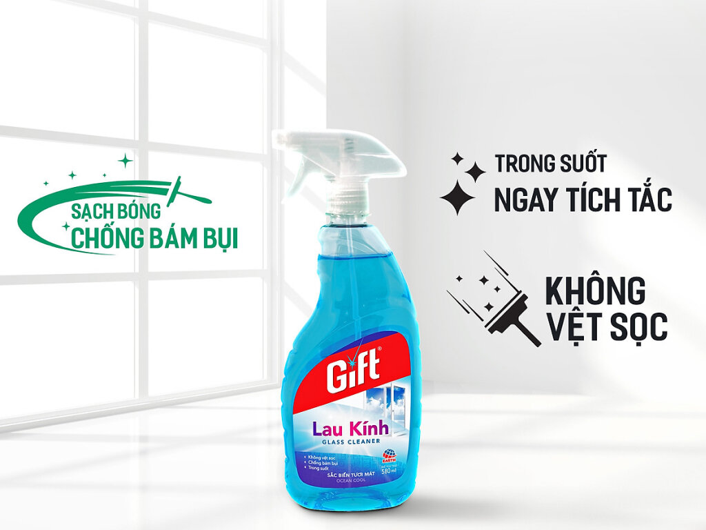 Lau kính Gift hương Trà xanh / Sắc Biển 540ml