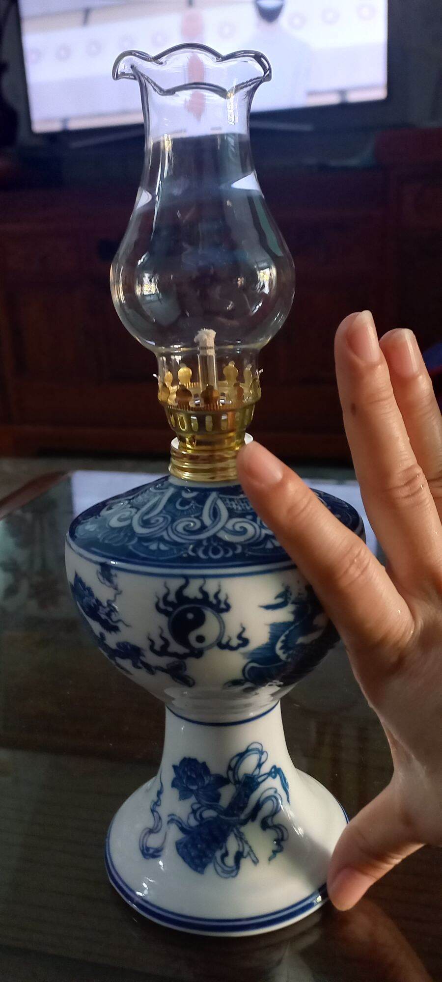 Đèn dầu thờ cúng bát tràng cổ dẹt