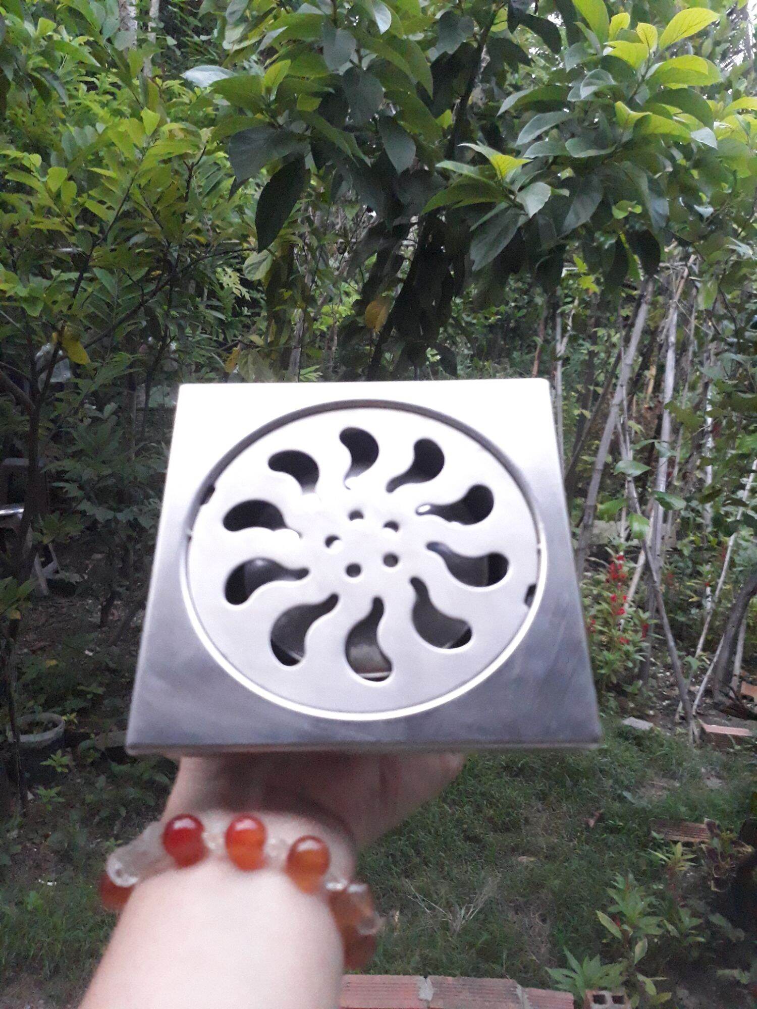 Phễu thoát nước chống hôi 12cmx12cm phi ống 90 inox 304 chống hôi
