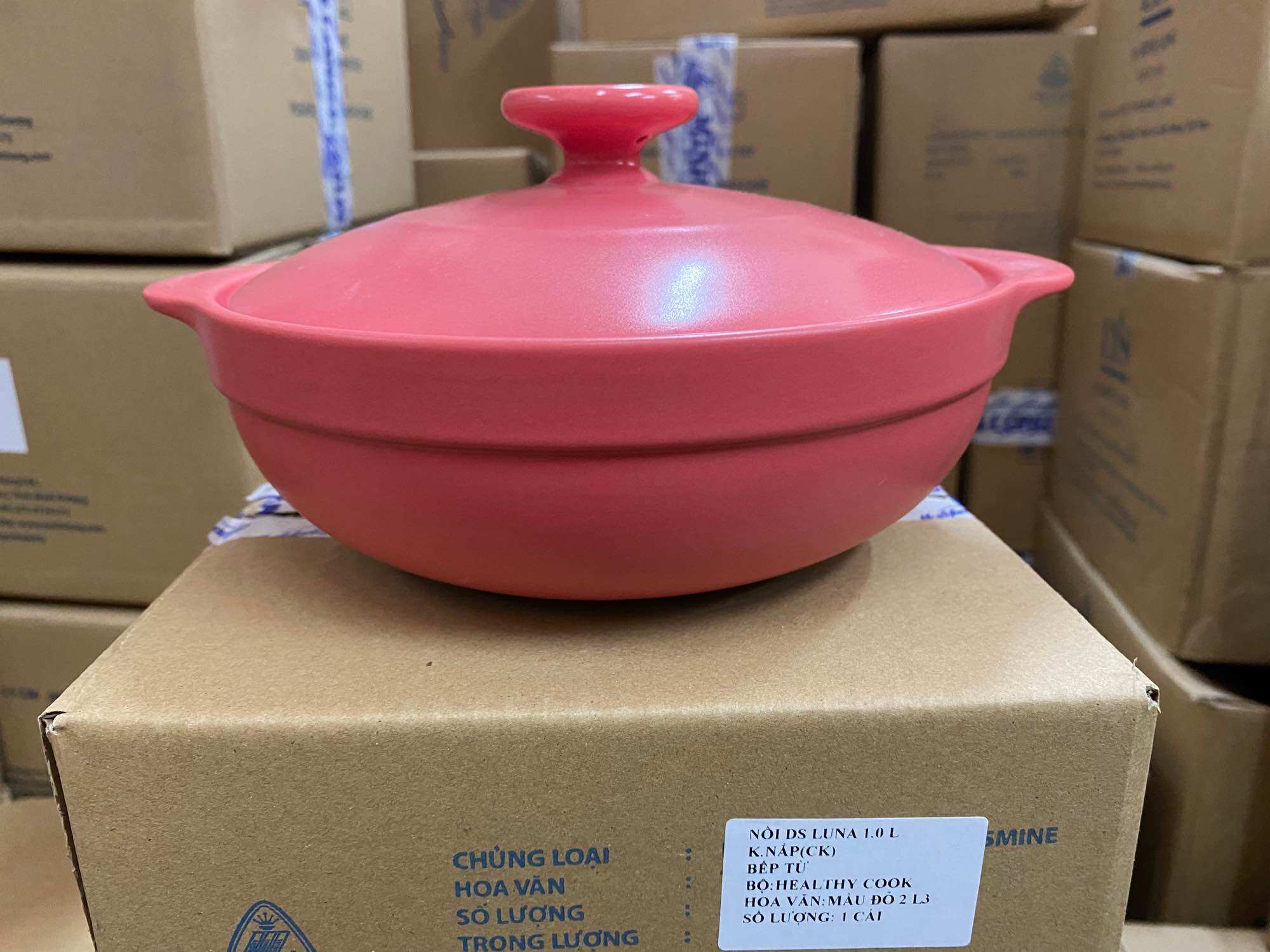 Hcm-nồi sứ dưỡng sinh luna 1l/2l/3l màu đỏ-gốm sứ minh long