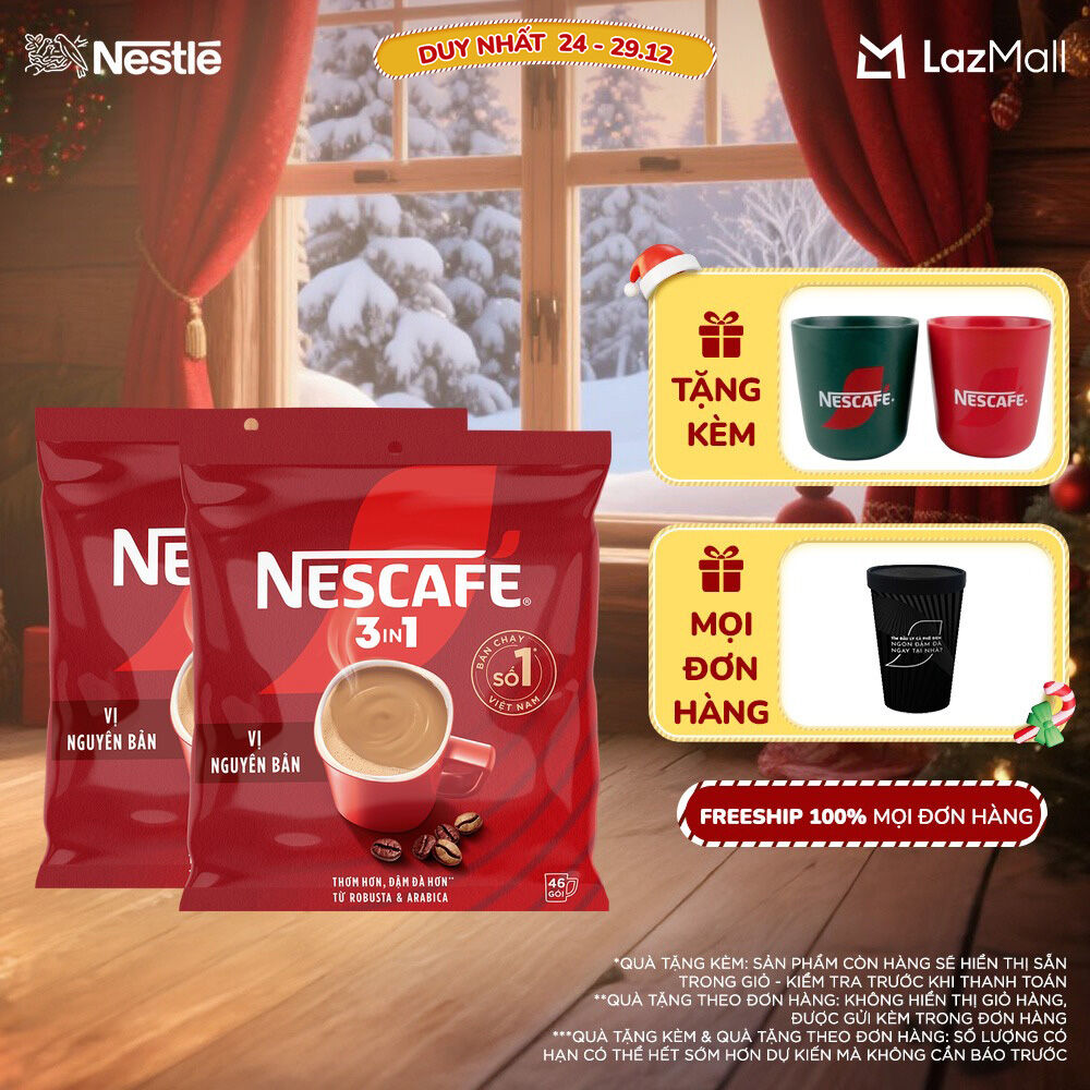   ƯU ĐÃI THÁNG 12   Giao hàng toàn quốc  Combo 2 Bịch NESCAFÉ 3IN1 Công thức cải tiến - VỊ NGUYÊN BẢN Bịch 46 gói  46x16g  