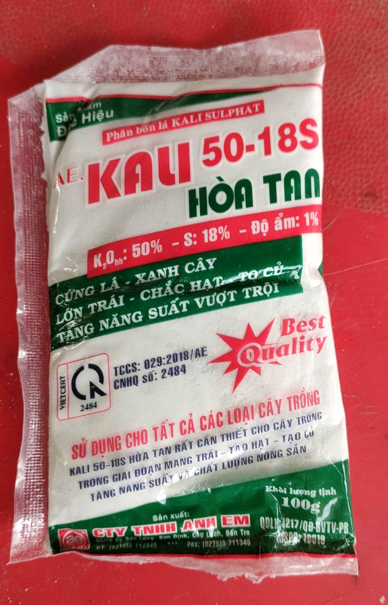 Phân bón lá, kali hoà tan 50 18s, 100gr