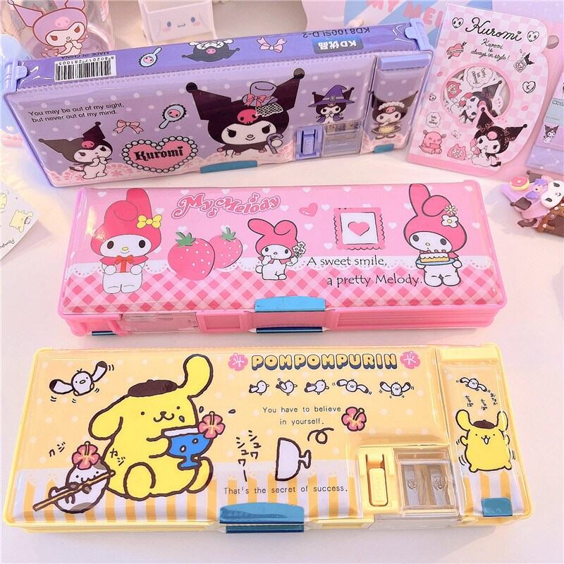  Hộp Đựng Bút Chì Kawaii Sanrio Quyến Rũ Dễ Thương Hộp Văn Phòng Phẩm Nam Châm Mài Hai Mặt Dành Cho Học Sinh Trung Học Và Tiểu Học 