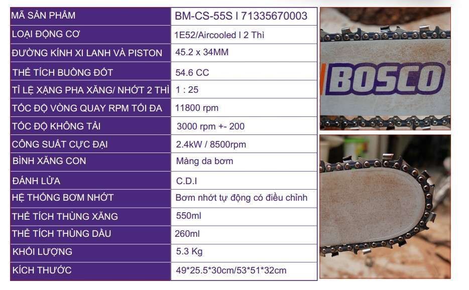 Máy cưa xích Bosco 55S