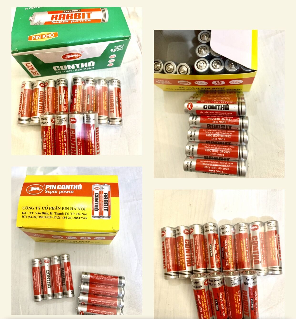 Sét 4 vỉ pin con thỏ
