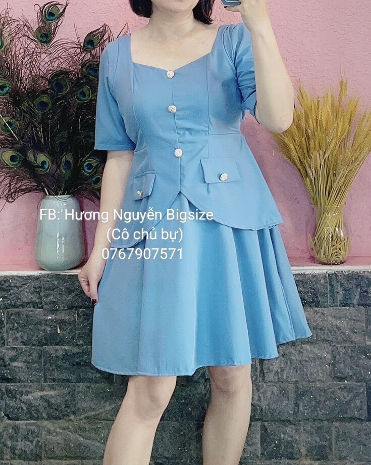 [ Ảnh thật ] 55-90kg Bigsize ĐẦM XOÈ PEPLUM (MS1480)