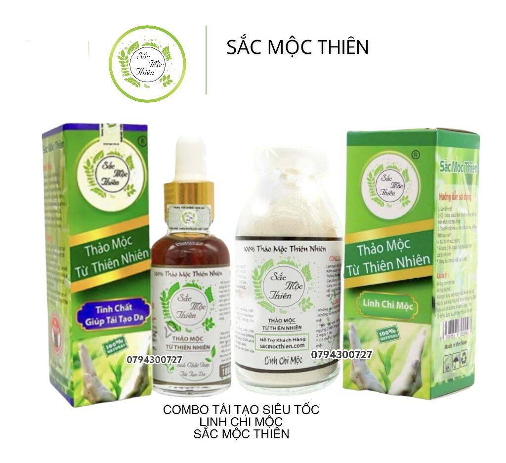 Combo Cao Cấp (Tái Tạo Siêu Tốc & Linh Chi Mộc) Sắc Mộc Thiên - Cải Thiện Mụn, Thâm, Nám Tàn Nhang, Sẹo Rỗ