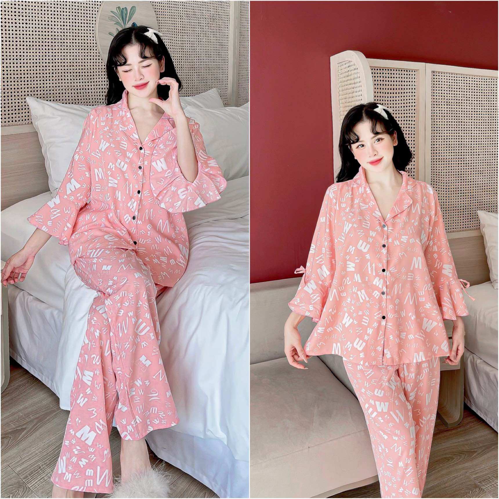 Đồ Bộ Bigsize 55-100kg Lụa Nhật Tiểu Thư Tay Lỡ Quần Dài