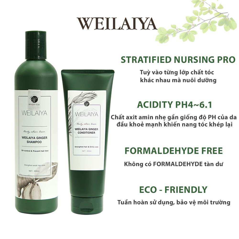 Cặp gội xả gừng tinh chất hà thủ ô welaiya