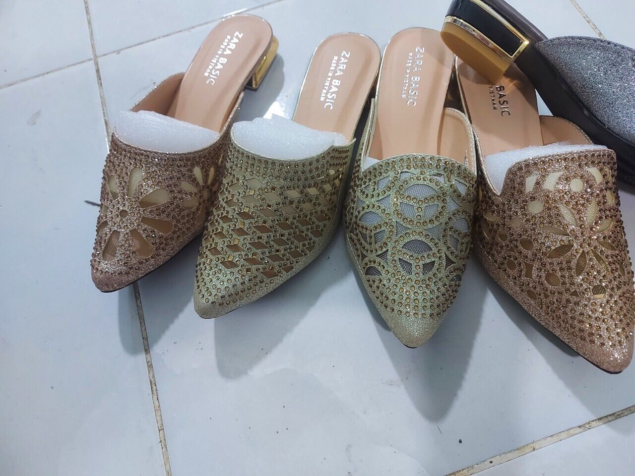 Giày sục đính đá big size 36-42 gót 3p và 5p