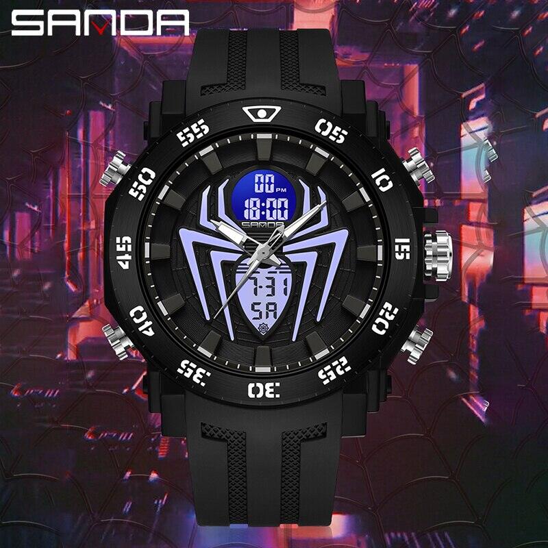 SANDA Đồng hồ nam Đồng hồ thạch anh quân đội thể thao đồng hồ đeo tay chống nước 50m cho Nam Đồng hồ bấm giờ relogios Masculino