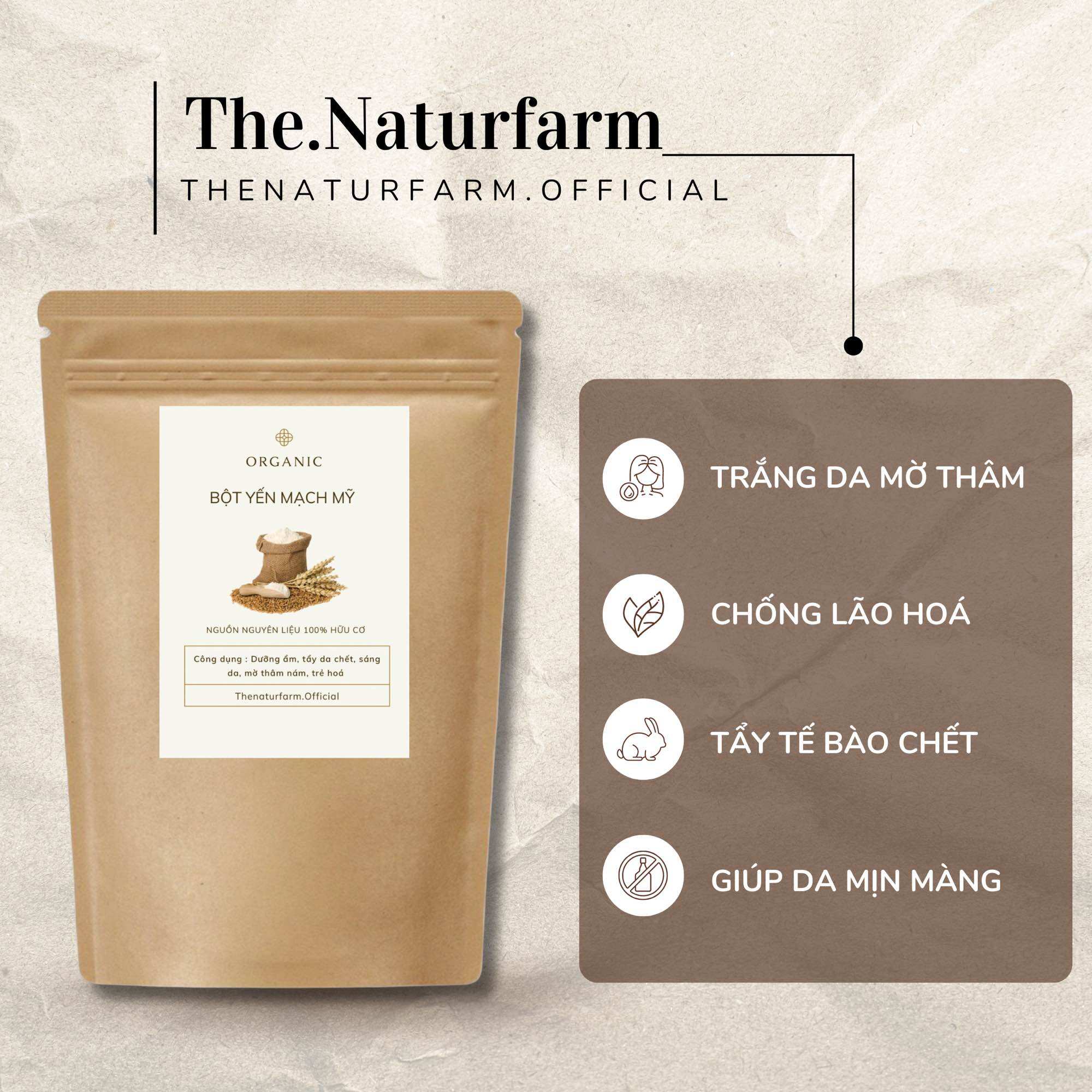Combo 5 loại bột trắng da mờ thâm Naturfarm [ Đậu đỏ + yến mạch + cám gạo sữa + cam thảo + bã cà phê ]