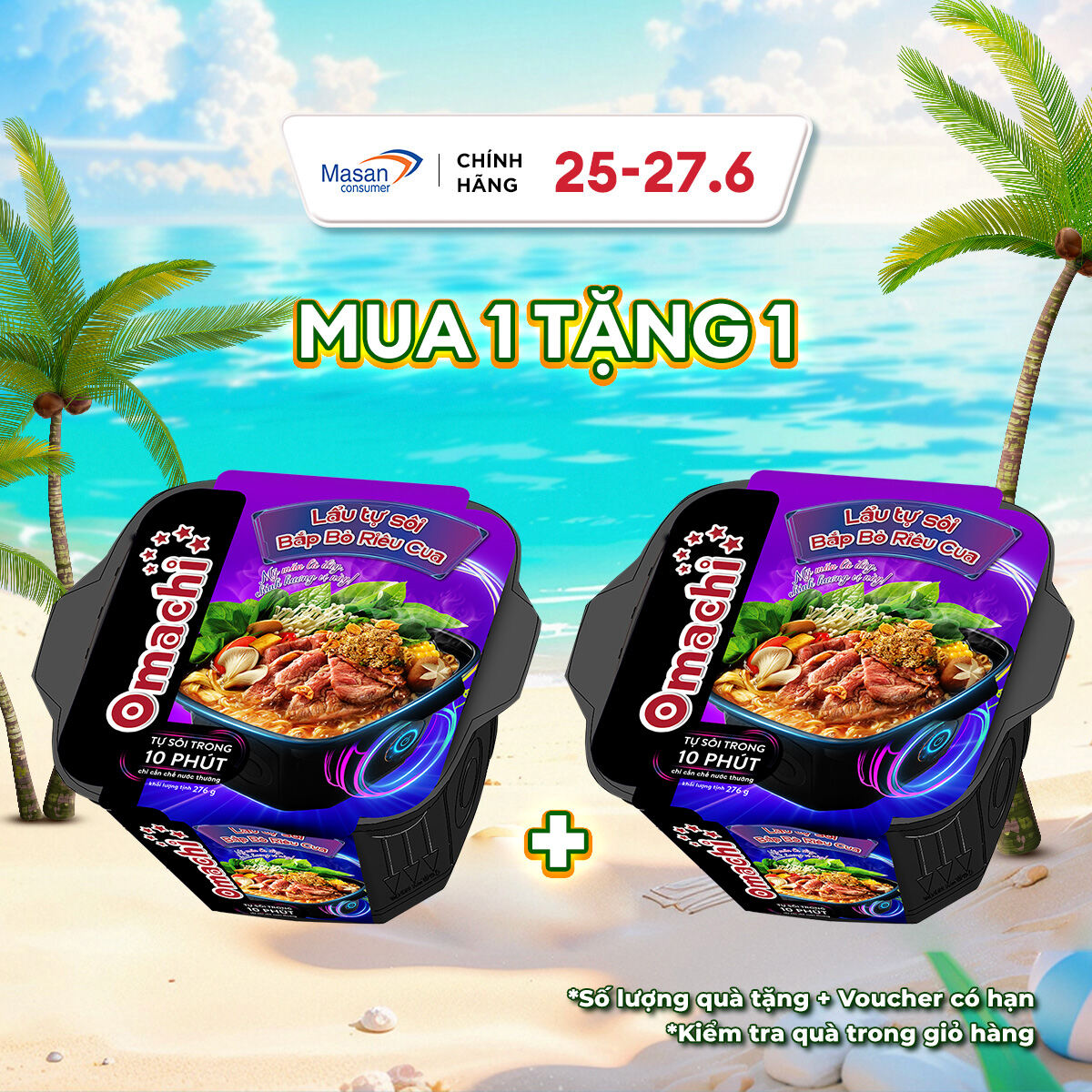 [HSD: 8.25] [Mua 2 tặng 1]Omachi Lẩu Tự Sôi Bắp Bò Riêu Cua 276g (Mẫu Bao Bì Giao Ngẫu Nhiên)