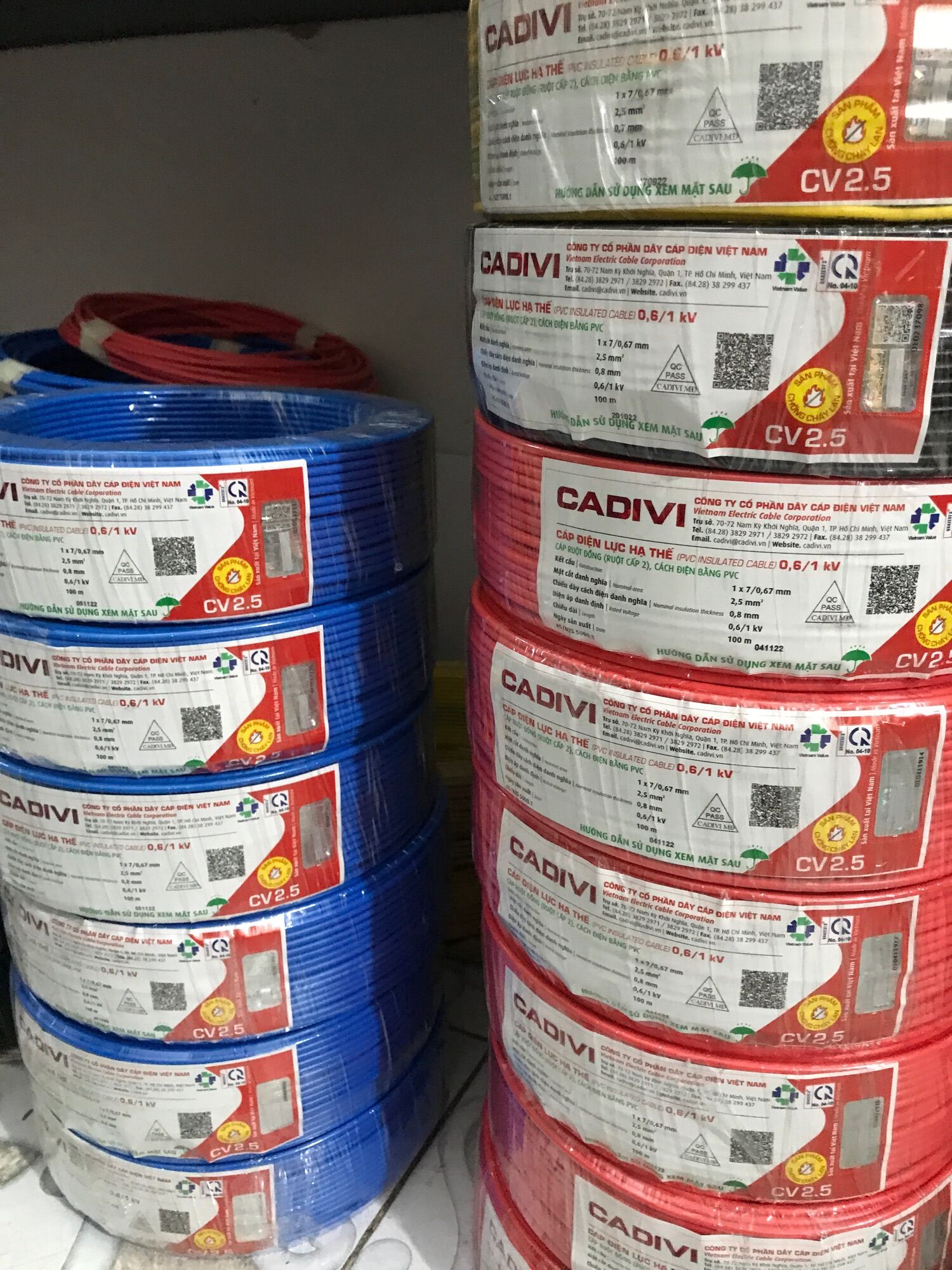 (Lẻ 50 mét) Dây điện Cadivi 2.5 đơn